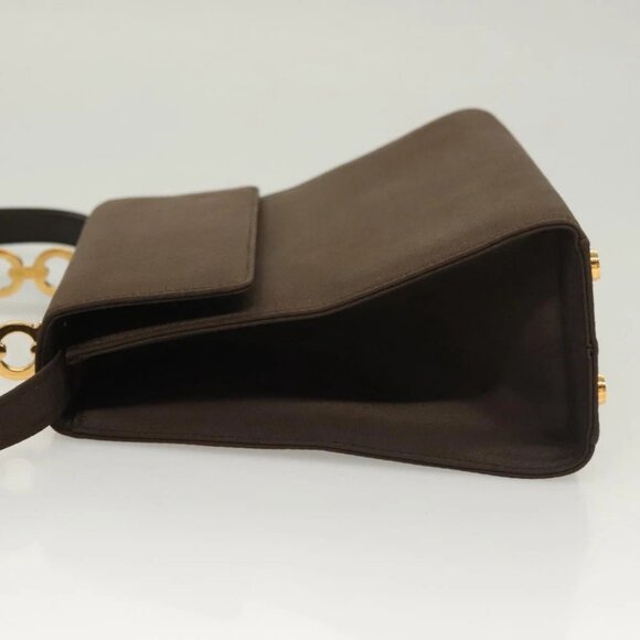 Salvatore Ferragamo Gancini Hand Bag Nylon 2way Brown Gold - Picture 4 of 14